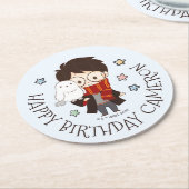 Magische Harry Potter™ en Zweinstein Verjaardag Ronde Kartonnen Onderzetter (Gebogen)