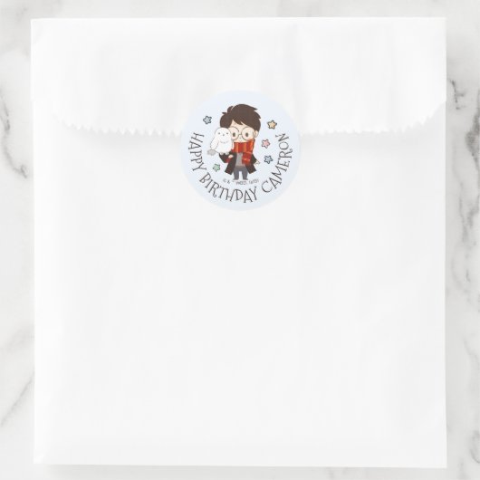 Magische Harry Potter™ en Zweinstein Verjaardag Ronde Sticker (Tas)