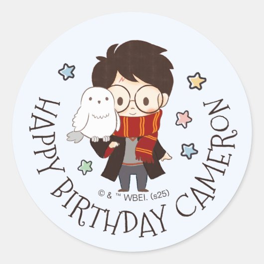 Magische Harry Potter™ en Zweinstein Verjaardag Ronde Sticker (Voorkant)