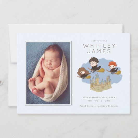 Magische Harry Potter | Hogwarts Geboorteaankondig Kaart (Voorkant)