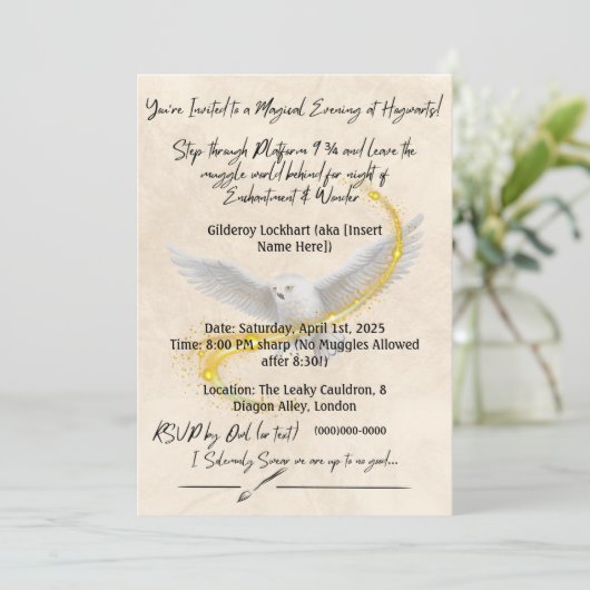 Magische Harry Potter verjaardagsuitnodiging - Per Kaart (Staand voorkant)