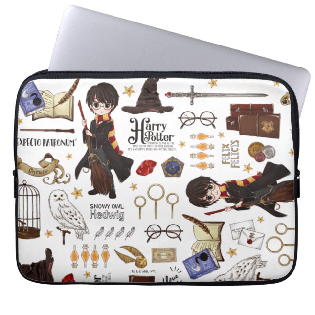 Magische HARRY POTTER™-Waterverf Laptop Sleeve (Voorkant)