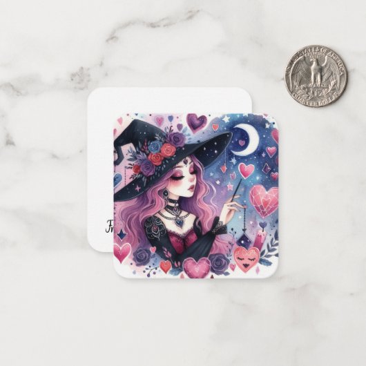 Magische Harten Heks Valentijnskaart Notitiekaartje (Voorkant / Achterkant in situ)