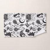 Magische heks grillige wiccan heidens zwart en wit bad handdoek (Handdoek)