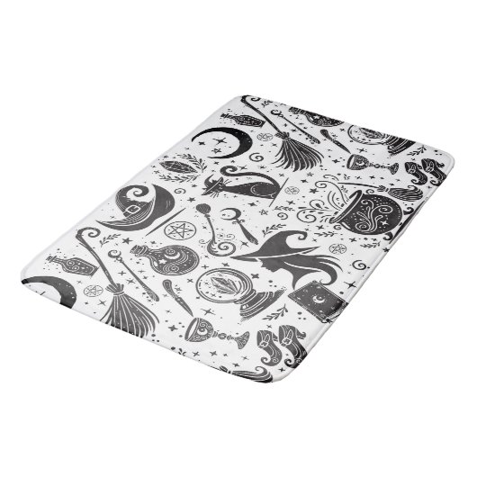 Magische heks grillige wiccan heidens zwart en wit badmat (Gekanteld)