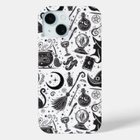 Magische heks grillige wiccan heidens zwart en wit