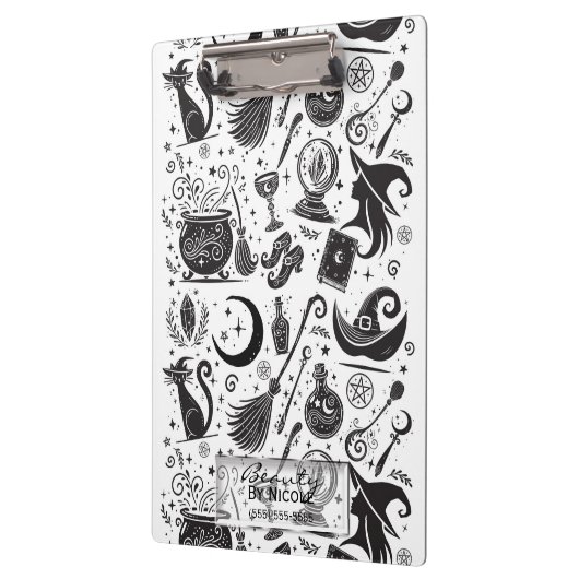 Magische heks grillige wiccan heidens zwart en wit klembord (Links)