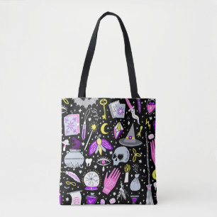 magische heks naadloos patroon. Witvaartuig b Tote Bag