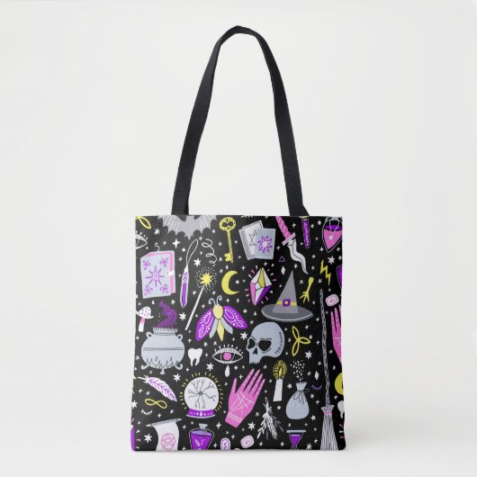 magische heks naadloos patroon. Witvaartuig b Tote Bag (Voorkant)