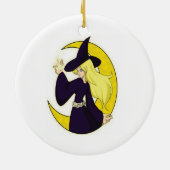 Magische heks, prettige kerst keramisch ornament (Achterkant)