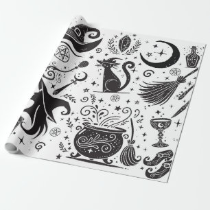 Magische Heks Splechtige Wicca Hedenistische Feest Cadeaupapier