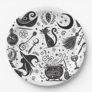 Magische Heks Splechtige Wicca Hedenistische Feest Papieren Bordje