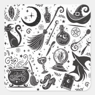 Magische Heks Splechtige Wicca Helse Feestje Vierkante Sticker