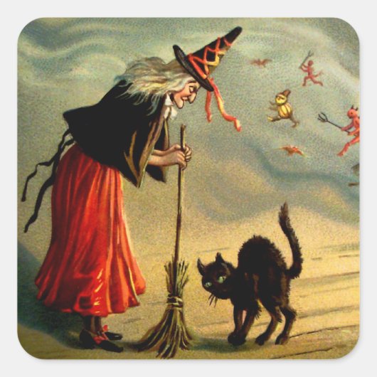 Magische heks vierkante sticker (Voorkant)