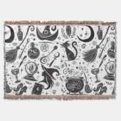 Magische Heks Whimsical Wicca Pagan Zwart & Wit Deken (Voorkant)