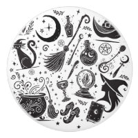 Magische Heks Whimsical Wiccan Heidense Zwarte & W
