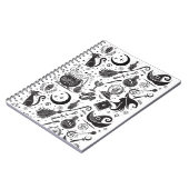 Magische Heks Whimsical Wiccan Heidense Zwarte & W Notitieboek (Linkerzijde)