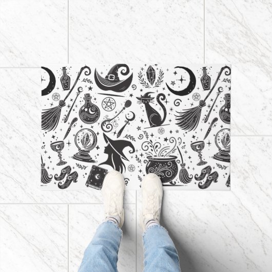 Magische heks Whimsical Wiccan Pagan Deurmat (Binnen)