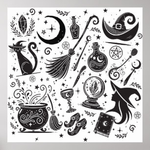 Magische heks Whimsical Wiccan Pagan Poster