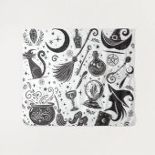 Magische heks Whimsical Wiccan Pagan Wandkleed (Voorkant (horizontaal))