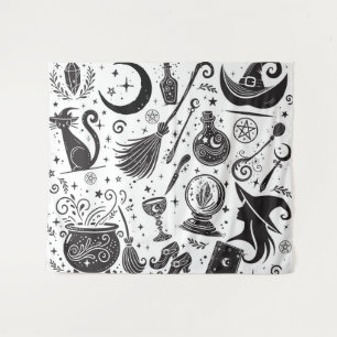Magische heks Whimsical Wiccan Pagan Wandkleed