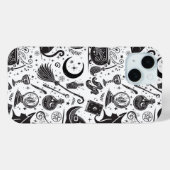 Magische Heks Whimsical Wiccan Pagan Zwart & Wit Case-Mate iPhone Case (Achterkant (horizontaal))