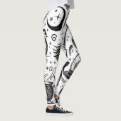 Magische Heks Whimsical Wiccan Pagan Zwart & Wit Leggings (Rechts)