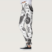 Magische Heks Whimsical Wiccan Pagan Zwart & Wit Leggings (Links)