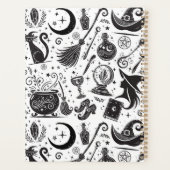 Magische Heks Whimsical Wiccan Pagan Zwart & Wit Planner (Achterkant)
