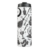 Magische Heks Whimsical Wiccan Pagan Zwart & Wit Thermosbeker (Voorkant)