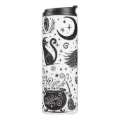 Magische Heks Whimsical Wiccan Pagan Zwart & Wit Thermosbeker (Gedraaid links)