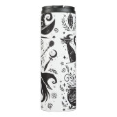 Magische Heks Whimsical Wiccan Pagan Zwart & Wit Thermosbeker (Achterkant)