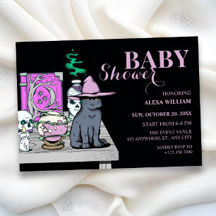 Magische heks zwarte kat baby shower kaart