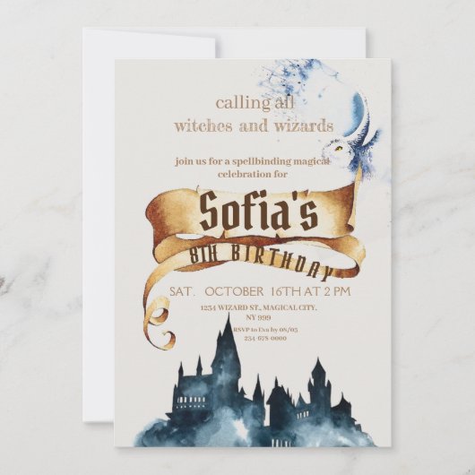 Magische heksen en tovenaar Kids Verjaardagsfeest Kaart (Voorkant)