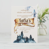 Magische heksen en tovenaar Kids Verjaardagsfeest Kaart (Staand voorkant)