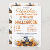 Magische heksen en tovenaars Halloween Party Kaart (Voorkant / Achterkant)