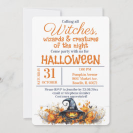 Magische heksen en tovenaars Halloween Party Kaart
