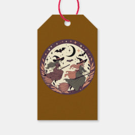 Magische heksenvlucht - Halloween Moonlight Scene Cadeaulabel