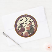 Magische heksenvlucht - Halloween Moonlight Scene Ronde Sticker (Envelop)