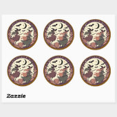 Magische heksenvlucht - Halloween Moonlight Scene Ronde Sticker (Vel)