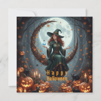 Magische Hekserij Halloween Familie Feestdagenkaart