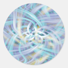 Magische Helderblauwe en Gele Lichtbloem Ronde Sticker