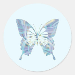 Magische Helderblauwe en Gele Lichte Vlinder Ronde Sticker