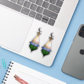 Magische Heldere Kleurrijke Oosterse Lantaarn Sticker (Laptop met iPhone)
