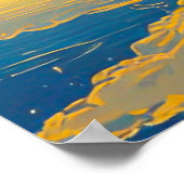 Magische hemel, sterren, wolken, meer, retro schil poster (Hoek)