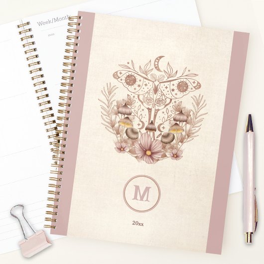 Magische hemelse paddenstoel mot maan boho planner
