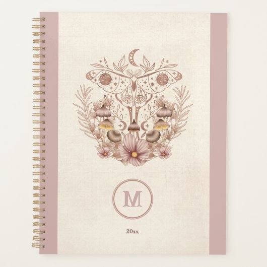Magische hemelse paddenstoel mot maan boho planner (Voorkant)