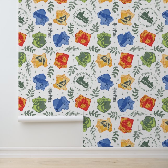 Magische Herbologie HOGWARTS™ Huizen Patroon Behang (Applicatie)