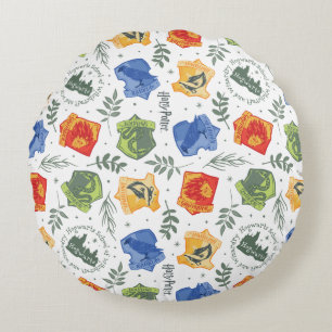Magische Herbologie HOGWARTS™ Huizen Patroon Rond Kussen