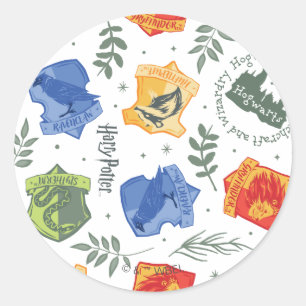 Magische Herbologie HOGWARTS™ Huizen Patroon Ronde Sticker